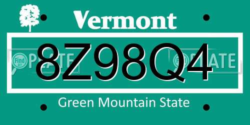 8Z98Q4 Vermont License Plate