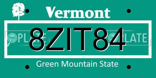 8ZIT84 Vermont License Plate