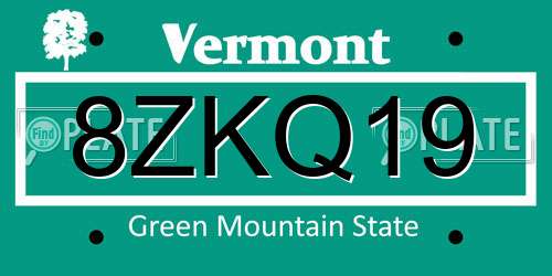 8ZKQ19 Vermont License Plate