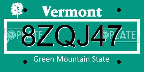 8ZQJ47 Vermont License Plate