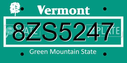8ZS5247 Vermont License Plate