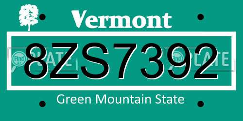 8ZS7392 Vermont License Plate