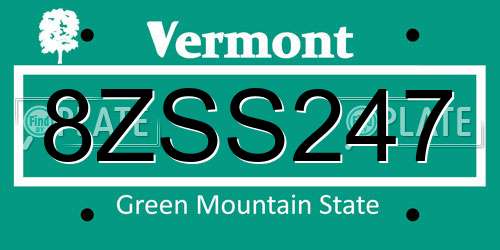 8ZSS247 Vermont License Plate