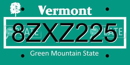 8ZXZ225 Vermont License Plate