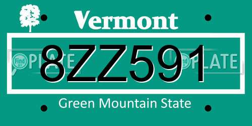 8ZZ591 Vermont License Plate