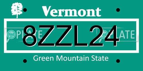 8ZZL24 Vermont License Plate