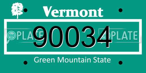 90034 Vermont License Plate