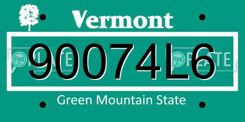 90074L6 Vermont License Plate