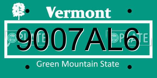 9007AL6 Vermont License Plate