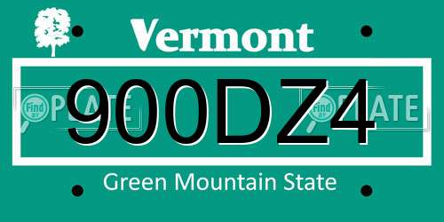 900DZ4 Vermont License Plate
