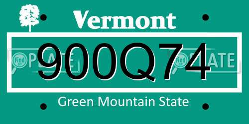 900Q74 Vermont License Plate