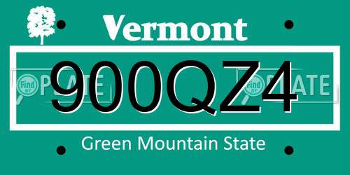 900QZ4 Vermont License Plate