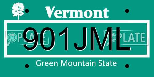 901JML Vermont License Plate