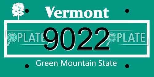 9022 Vermont License Plate