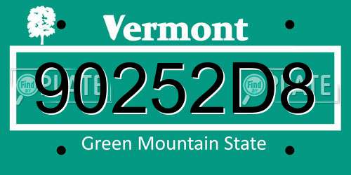 90252D8 Vermont License Plate