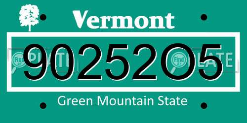 90252O5 Vermont License Plate