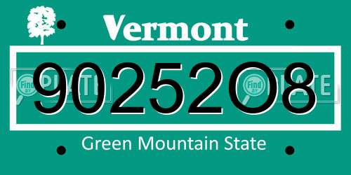 90252O8 Vermont License Plate