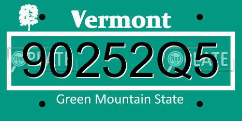 90252Q5 Vermont License Plate