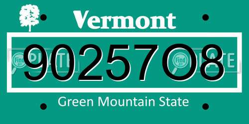 90257O8 Vermont License Plate