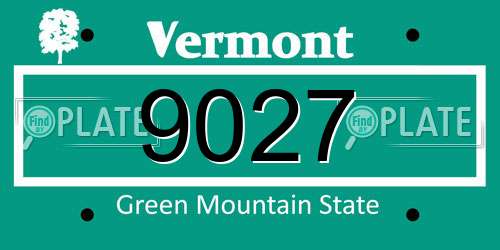 9027 Vermont License Plate