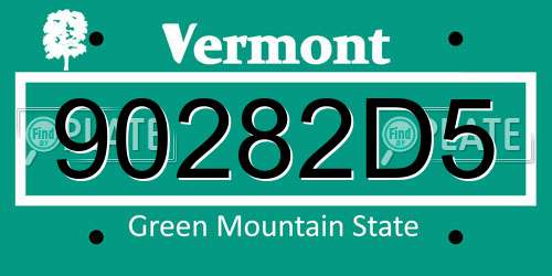 90282D5 Vermont License Plate