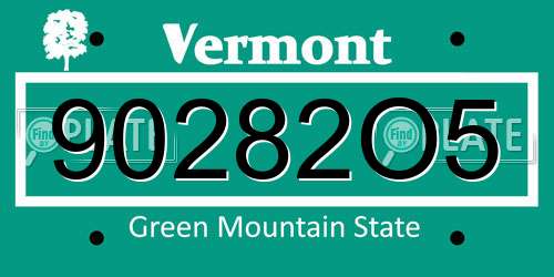 90282O5 Vermont License Plate