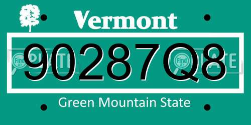 90287Q8 Vermont License Plate