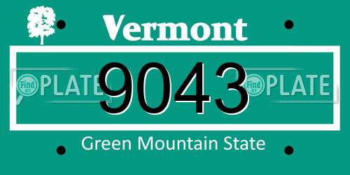 9043 Vermont License Plate
