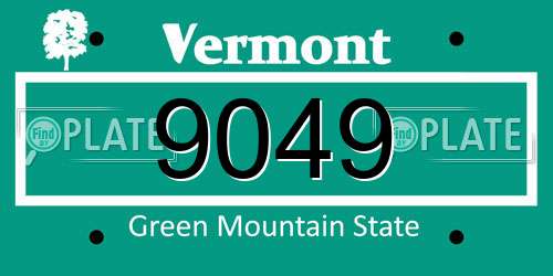 9049 Vermont License Plate