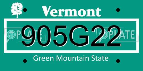 905G22 Vermont License Plate