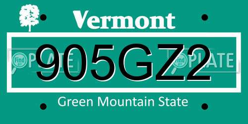 905GZ2 Vermont License Plate