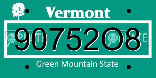 90752O8 Vermont License Plate