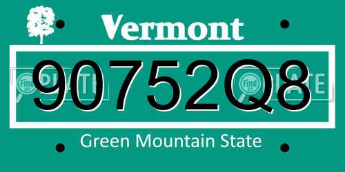90752Q8 Vermont License Plate