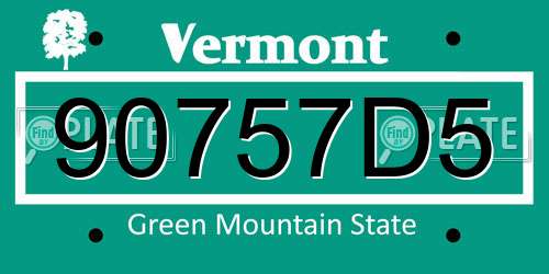 90757D5 Vermont License Plate