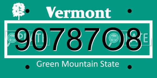 90787O8 Vermont License Plate