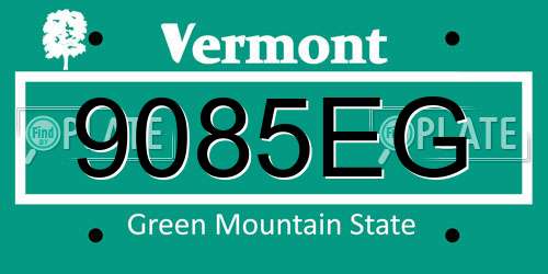 9085EG Vermont License Plate