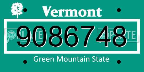 9086748 Vermont License Plate
