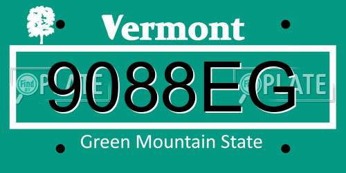 9088EG Vermont License Plate