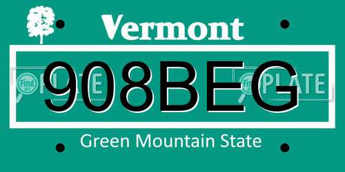 908BEG Vermont License Plate