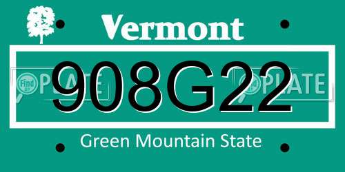 908G22 Vermont License Plate