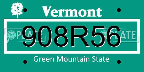 908R56 Vermont License Plate