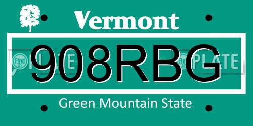 908RBG Vermont License Plate