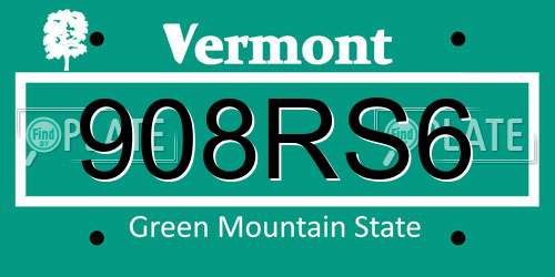 908RS6 Vermont License Plate