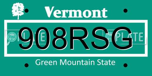 908RSG Vermont License Plate