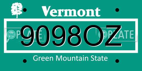 9098OZ Vermont License Plate