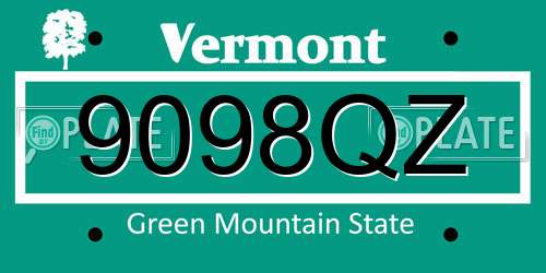 9098QZ Vermont License Plate