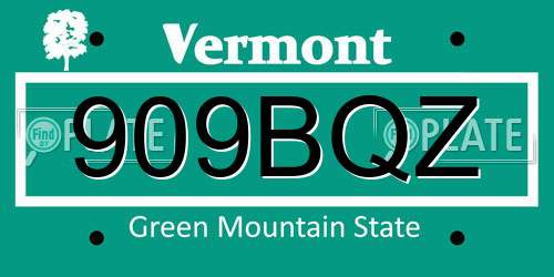 909BQZ Vermont License Plate