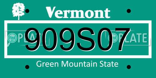 909S07 Vermont License Plate