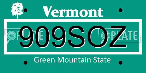 909SOZ Vermont License Plate