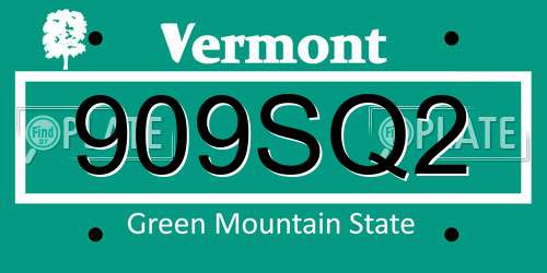 909SQ2 Vermont License Plate